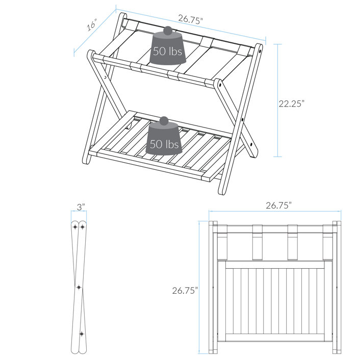 Casual Home Folding Wood Luggage Rack & Reviews Wayfair